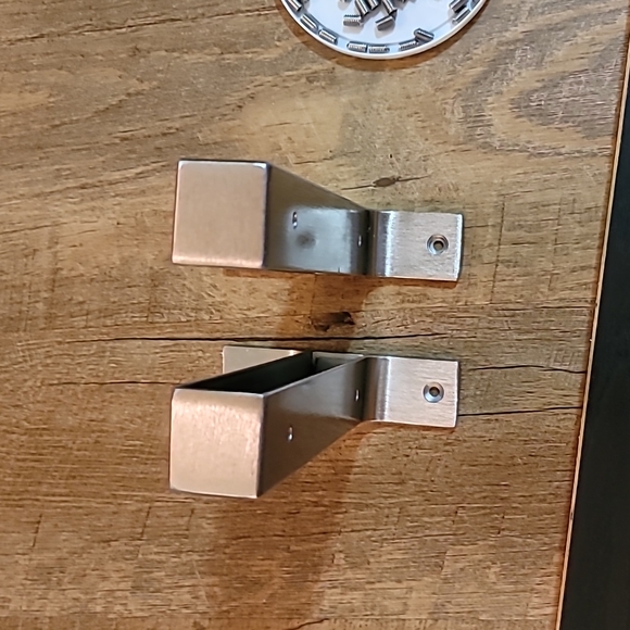 Floating shelves Like New black wood grain brushed aluminum ends set screws MINT - Picture 14 of 17